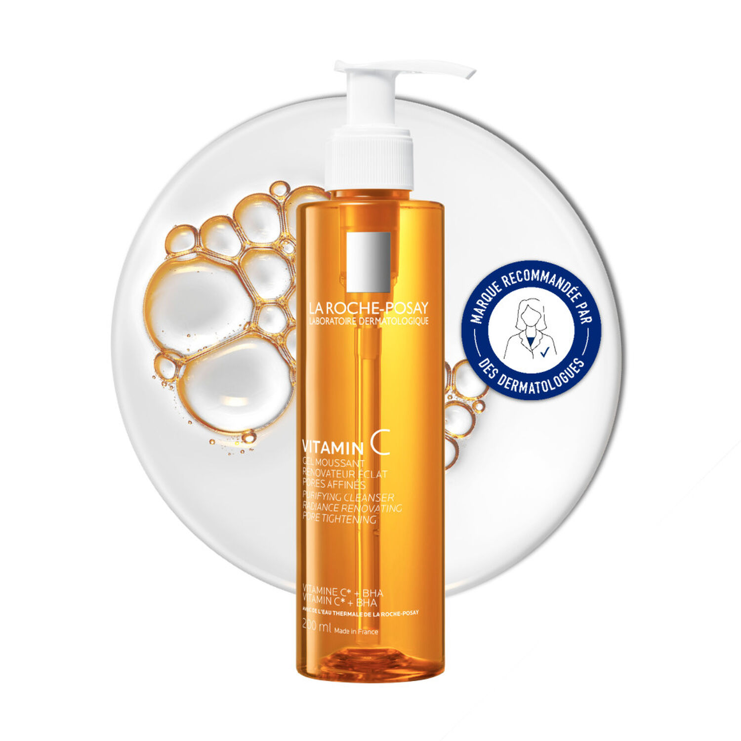 La Roche Posay, Vitamin C Foaming Gel Radiance Renovating, Moisturizing Purifying Facial Cleanser with Vitamin C, Sensitive Skin, Non-Oily, Non-Comedogenic, 200 ml 